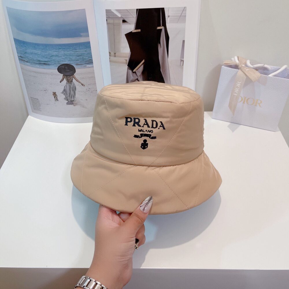 PRADA PADDED RENYLON BUCKET HAT BEIGE - Image 7