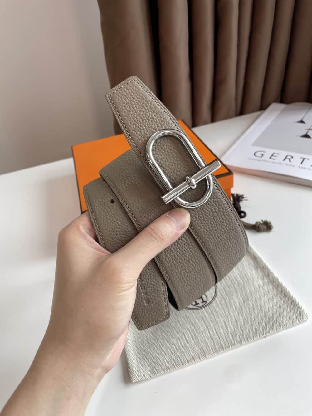 Alternative view of HERMES REVERSIBLE LEATHER BELT BROWN 38MM