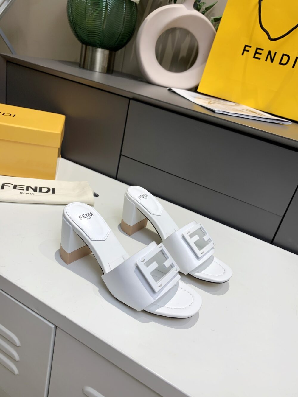 Alternative view of FENDI SIGNATURE LEATHER HIGH HEEL WHITE