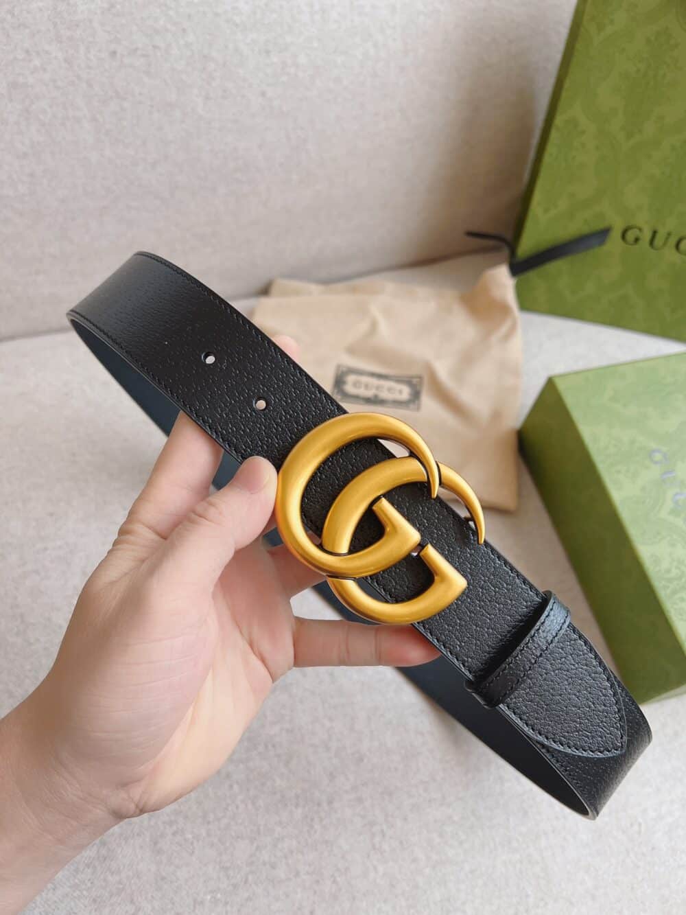 GUCCI MAMON GG GOLD LOGO BELT 4CM - Image 6
