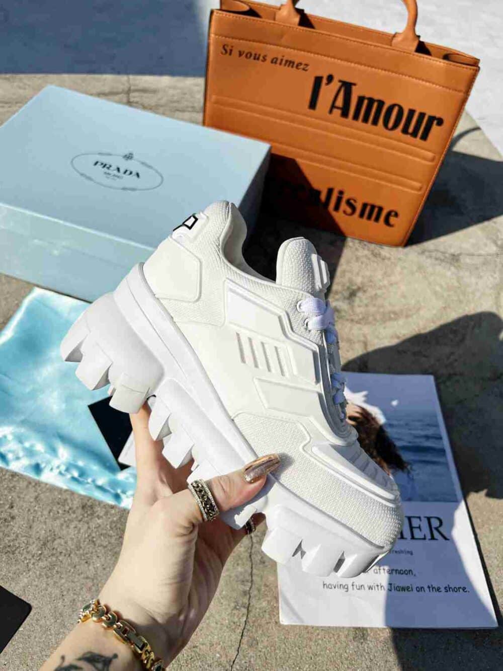 PRADA CLOUDBUST THUNDER SNEAKERS WHITE 1E819L3KR2F0009F050 - Image 7
