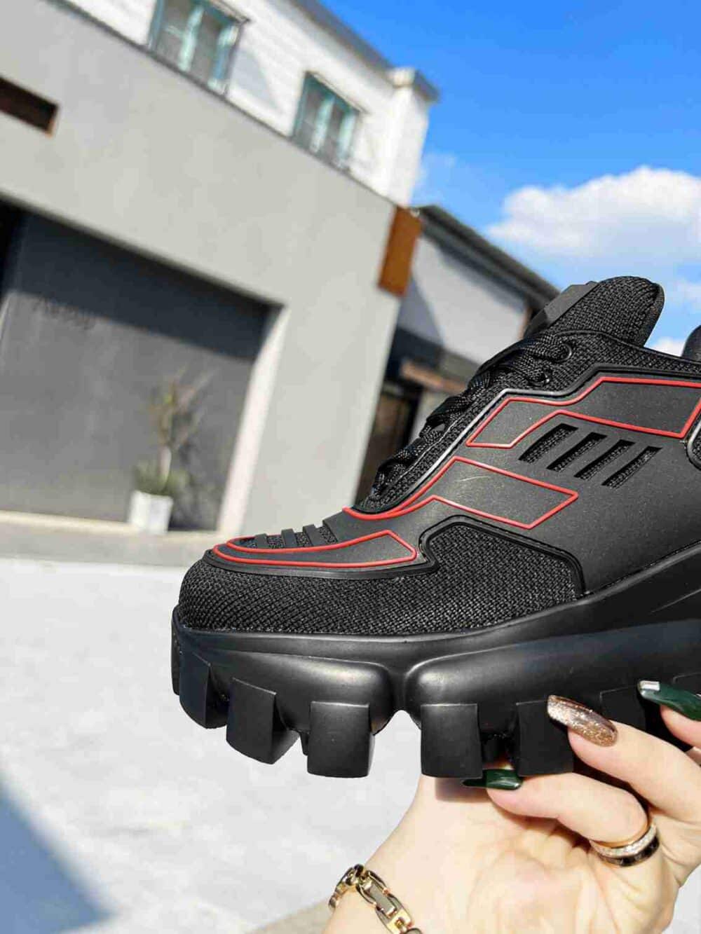 PRADA CLOUDBUST THUNDER SNEAKERS WITH BLACK AND RED 2EG2933LGNF0002 - Image 5
