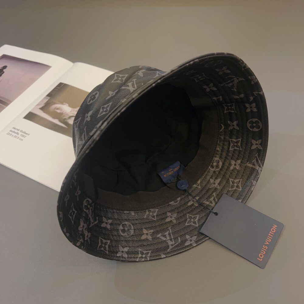 LOUIS VUITTON MONOGRAM LEATHER BUCKER HAT BLACK - Image 6