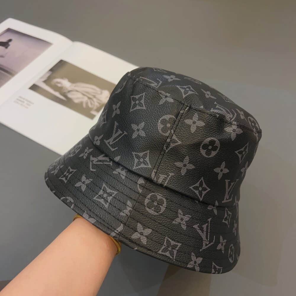 LOUIS VUITTON MONOGRAM LEATHER BUCKER HAT BLACK - Image 5