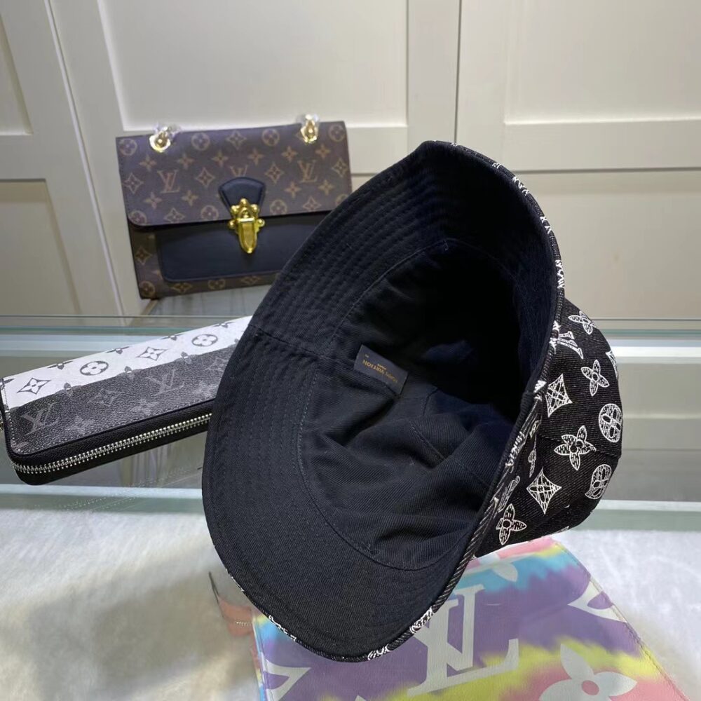 LOUIS VUITTON MONOGRAM JACQUARD DENIM BUCKET HAT BLACK - Image 3