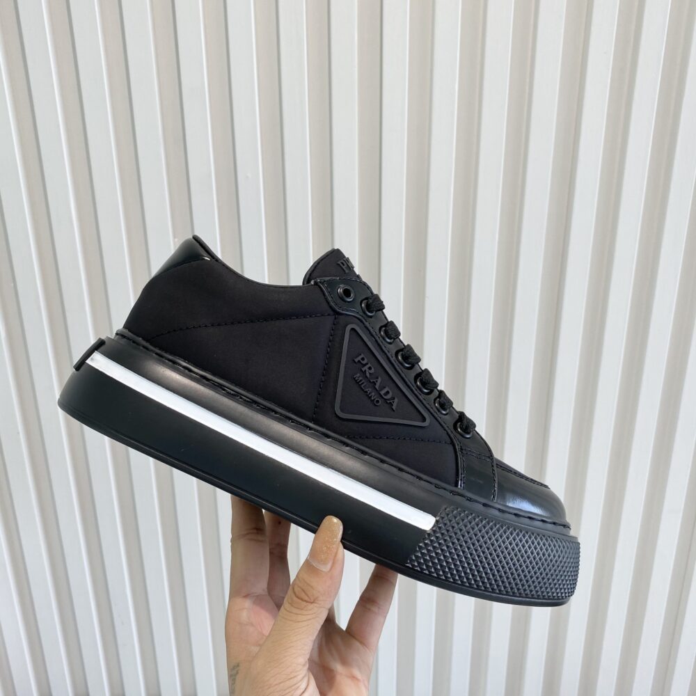 PRADA MACRO RE-NYLON AND BRUSHED LEATHER SNEAKERS BLACK 2EG3763LF5F0632 - Image 3
