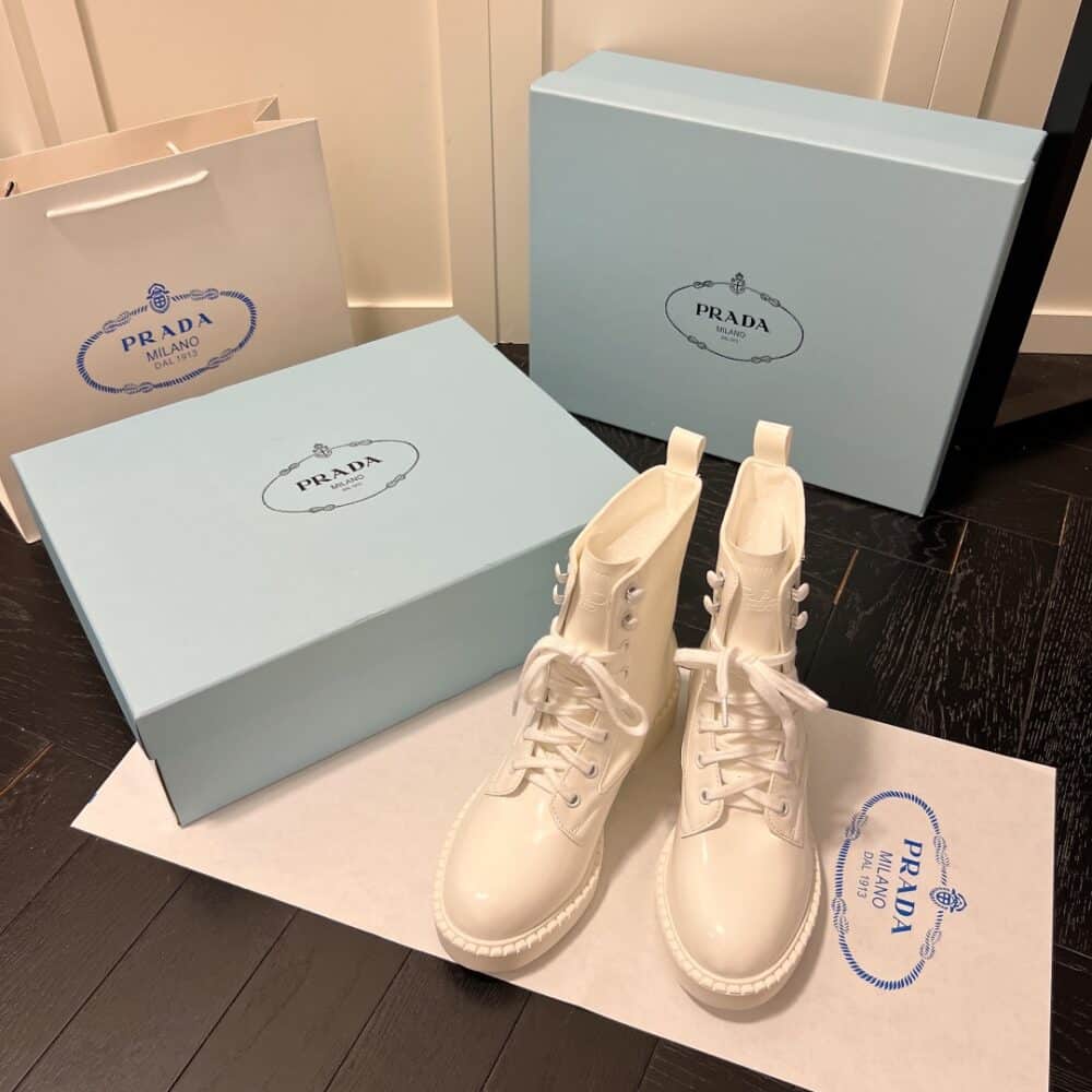 Alternative view of PRADA BRUSHED LEATHER ABD RE NYLON BOOTS CREME 1T782M 3LF7 F0F24 F B050