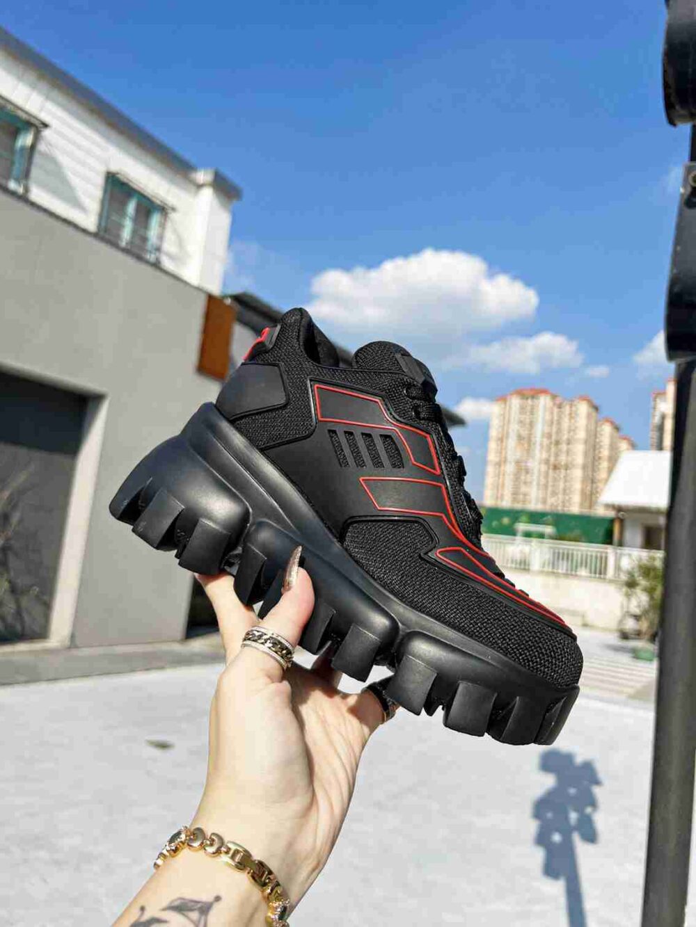 PRADA CLOUDBUST THUNDER SNEAKERS WITH BLACK AND RED 2EG2933LGNF0002 - Image 6
