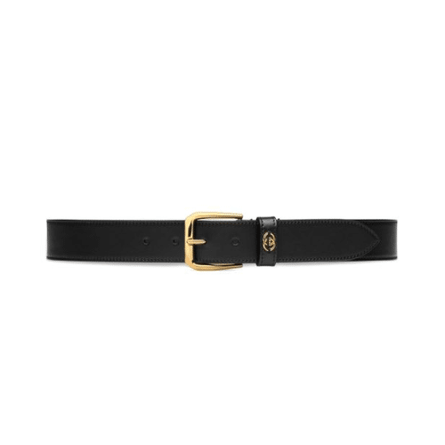 GUCCI BLACK BELT WITH SQUARE BUCKLE AND INTERLOCKING G 35MM