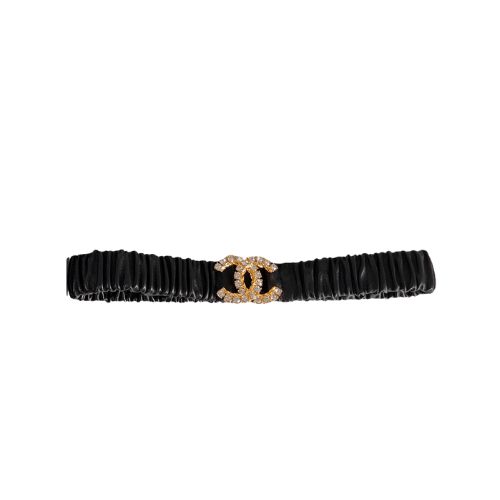 CHANEL WOMEN'S CC GOLD BELT WITH PEARLS 30MM