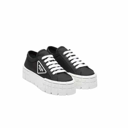 PRADA DOUBLE WHEEL NYLON GABARDINE SNEAKER BLACK 1E260M3LFXF0632F050