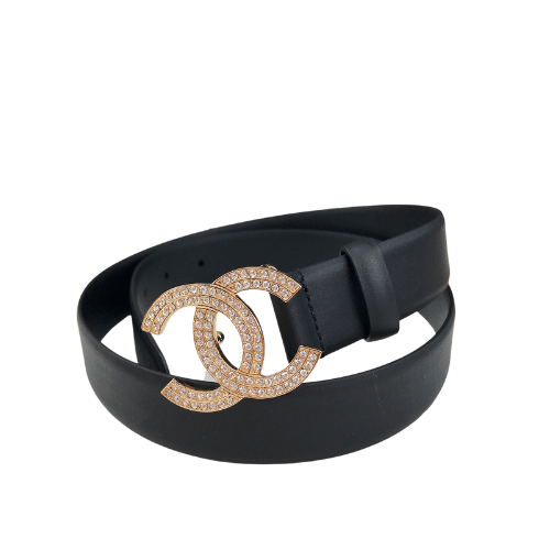 CHANEL CALFSKIN PEARL CRYSTAL GOLD QUEEN OF FRANCE CC BELT 28MM