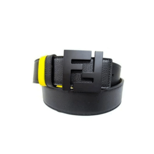 FENDI REVERSIBLE BLACK LEATHER BELT YELLOW 40MM