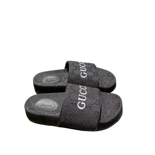GUCCI WOMEN'S GG CANVAS SLIDE SANDAL BLACK