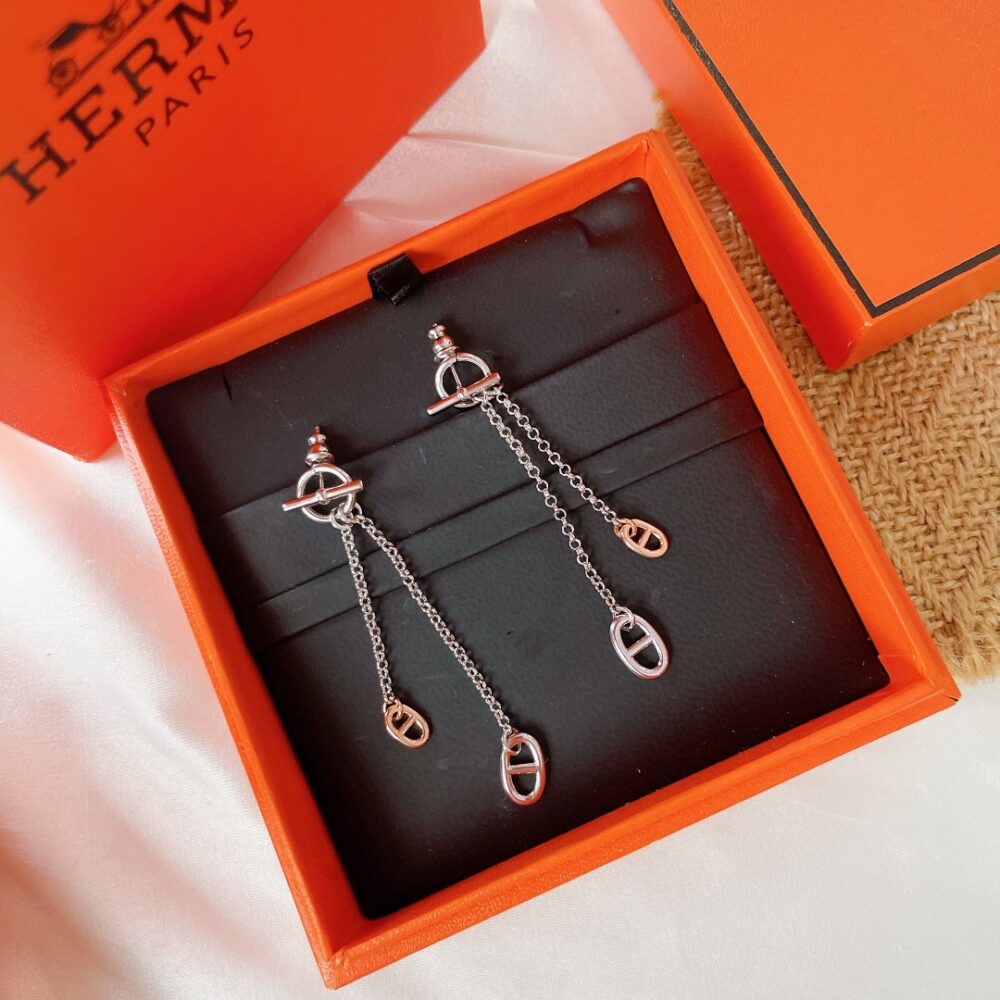 Alternative view of HERMES NEW FARANDOLE EARRINGS SILVER H119540B 00