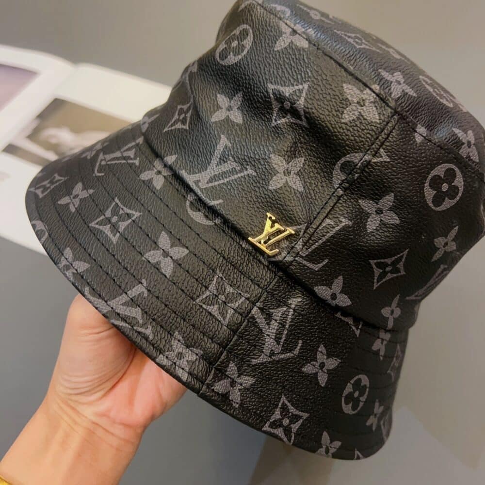LOUIS VUITTON MONOGRAM LEATHER BUCKER HAT BLACK - Image 8