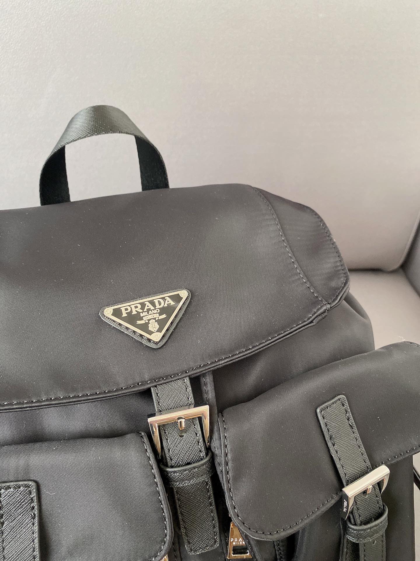 PRADA RE NYLON MEDIUM BACKPACK BLACK 30CM 1BZ677 RV44 F0002 V OOO - Image 9