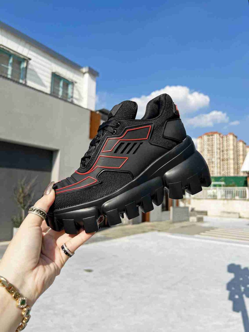 PRADA CLOUDBUST THUNDER SNEAKERS WITH BLACK AND RED 2EG2933LGNF0002 - Image 7