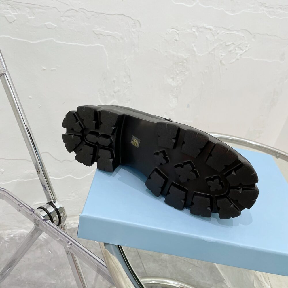 PRADA MONOLITH BRUSHED BLACK LEATHER LOAFERS 2DE129B4LF0002 - Image 3