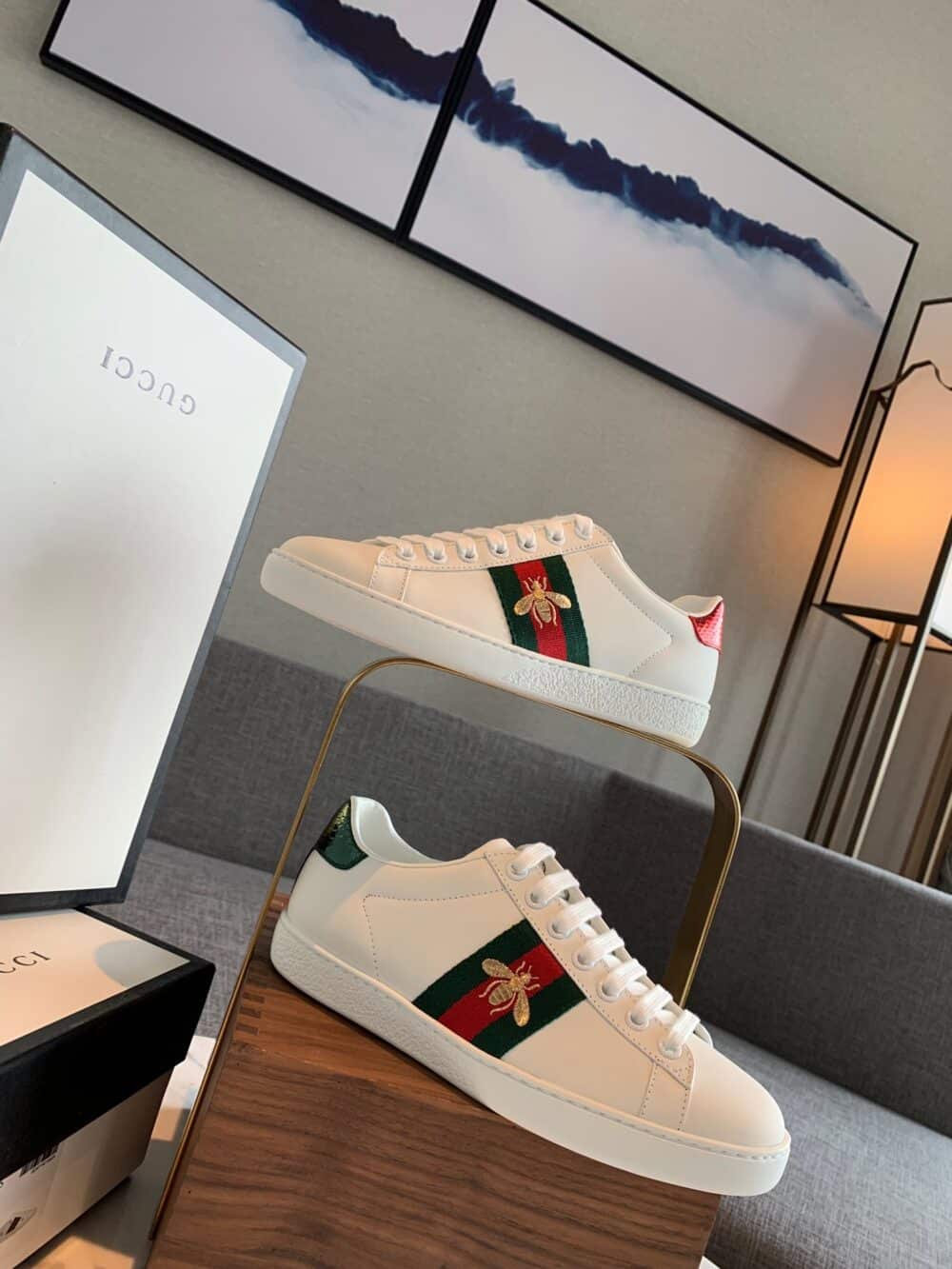 GUCCI ACE EMBROIDERED SNEAKER BEE WHITE 429446 02JP0 9064 - Image 10