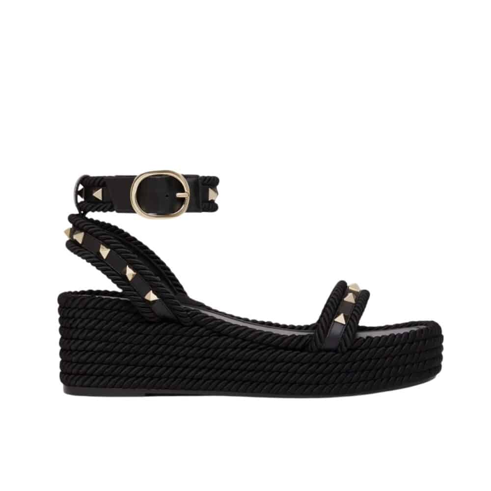 VALENTINO ROCKSTUD FLATFORM SANDAL IN CALFSKIN 2W2S0GI3BAE0NO