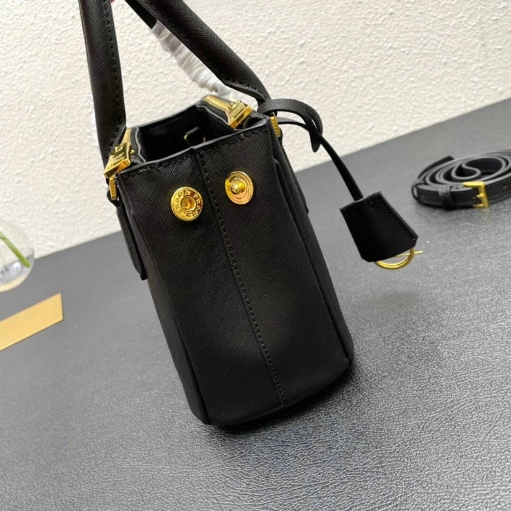 PRADA GALLERIA SAFFIANO LEATHER MINI BAG BLACK 20CM 1BA906 NZV F0002 V EOM - Image 6
