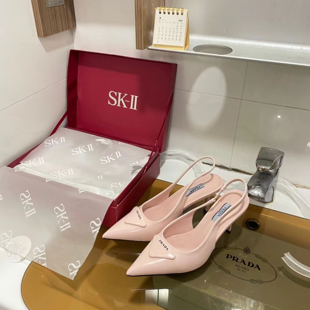 Alternative view of PRADA BRUSHED LEATHER SLINGBACK PUMPS BEIGE PINK 1I901M 055 F0236 F 075