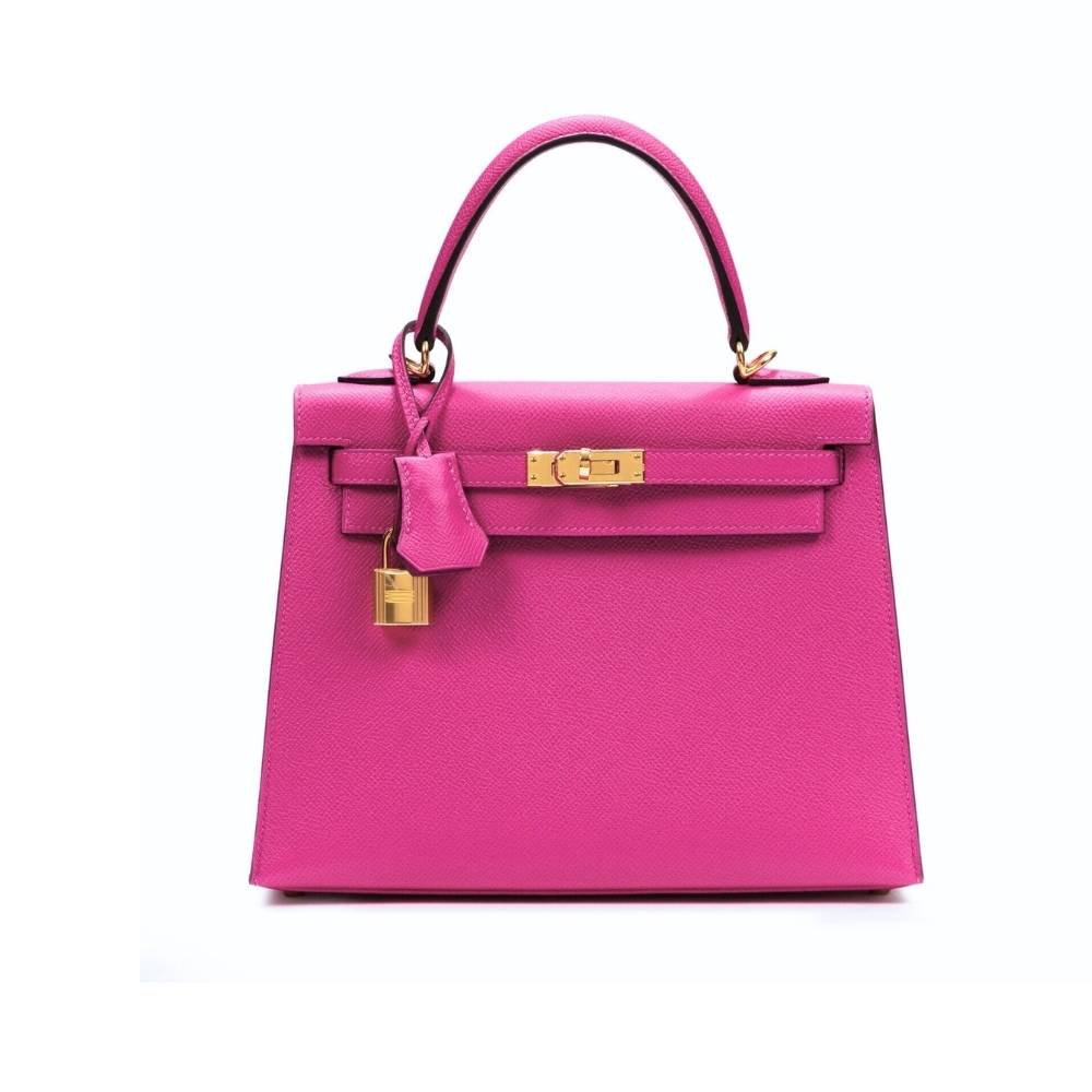 HERMES KELLY 25 EPSOM DARK PINK GOLD HARDWARE 25CM