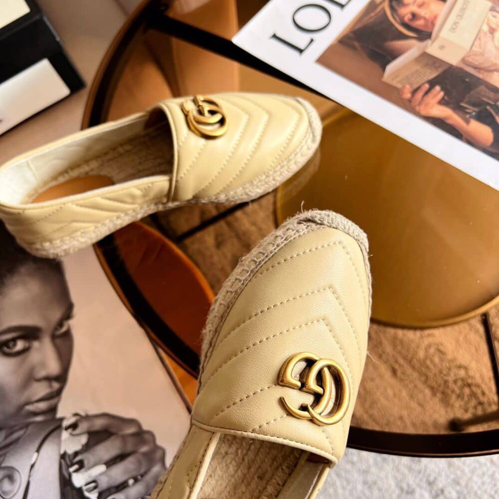 GUCCI LEATHER ESPADRILLE WITH DOUBLE G BEIGE - Image 4