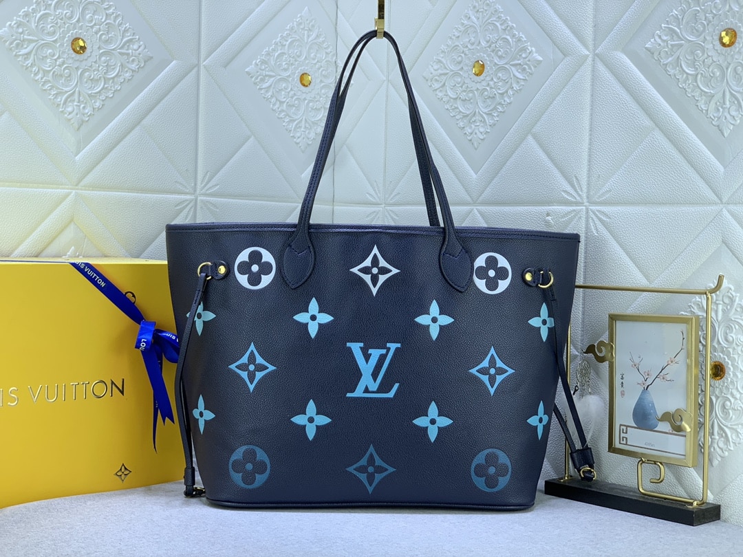 LOUIS VUITTON NEVERFULL MM MONOGRAM EMPREINTE BLUE 31CM M46514 - Image 2