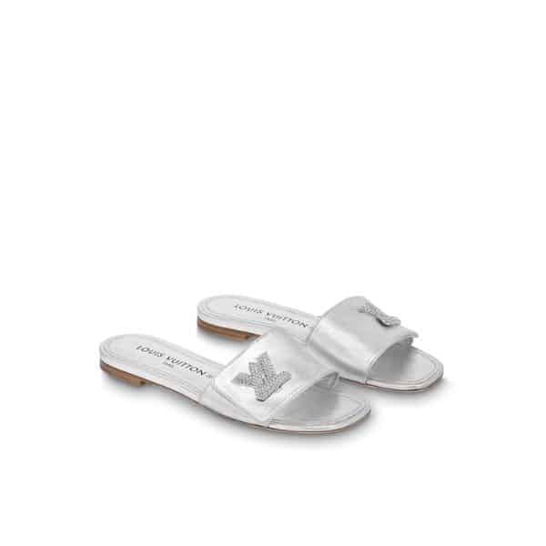 LOUIS VUITTON SHAKE FLAT MULE SILVER 1AB2QZ