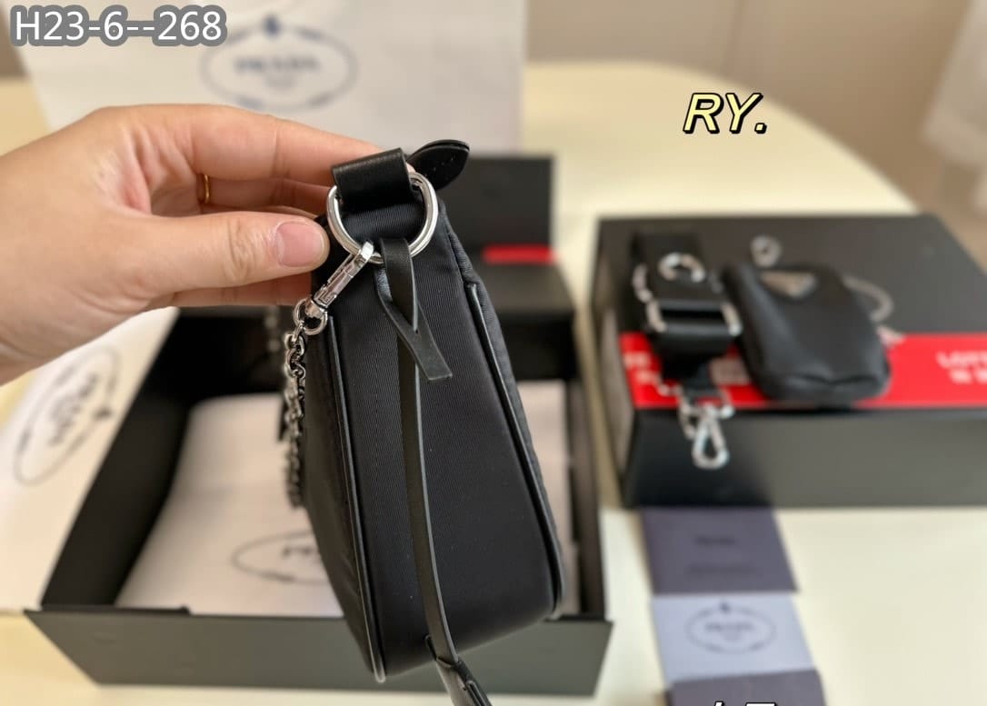 PRADA RE EDITION 2005 RE NYLON BAG BLACK 26CM - Image 6