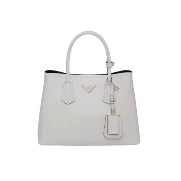 PRADA SMALL SAFFIANO LEATHER DOUBLE PRADA BAG WHITE 34CM 1BG8872A4AF0G3ZVOOO