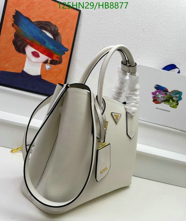 PRADA SMALL SAFFIANO LEATHER DOUBLE PRADA BAG WHITE 34CM 1BG8872A4AF0G3ZVOOO - Image 4