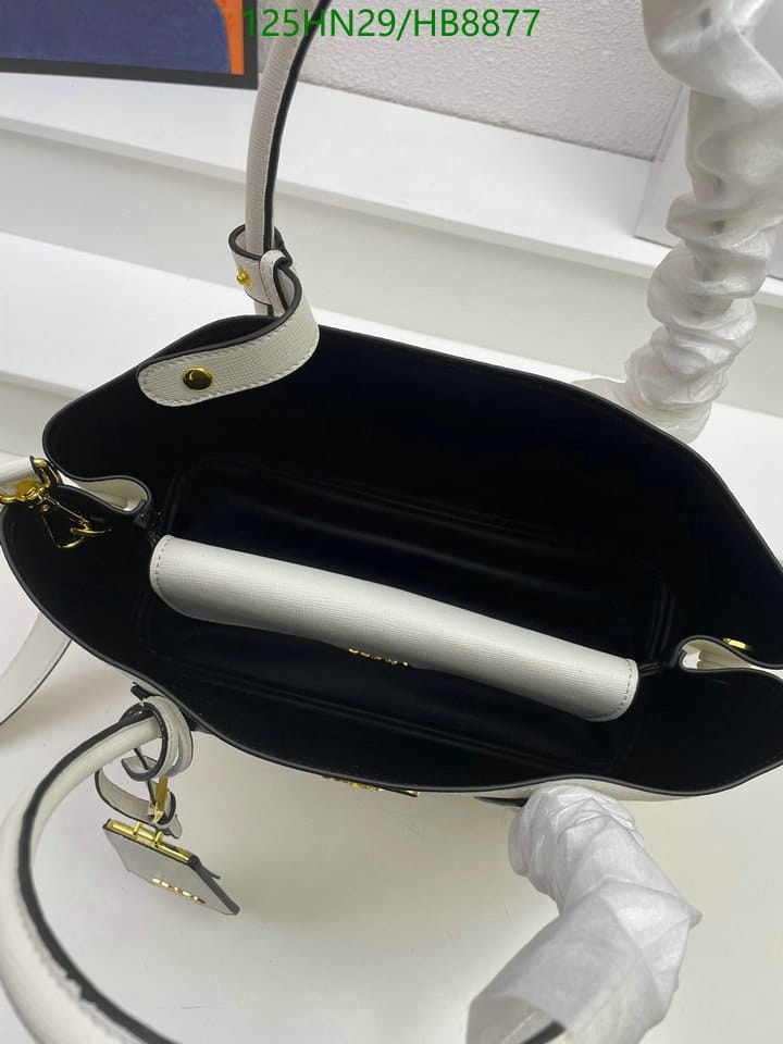 PRADA SMALL SAFFIANO LEATHER DOUBLE PRADA BAG WHITE 34CM 1BG8872A4AF0G3ZVOOO - Image 8