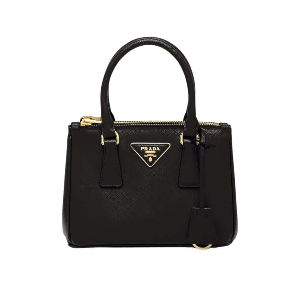 PRADA GALLERIA SAFFIANO LEATHER MINI BAG BLACK 20CM 1BA906 NZV F0002 V EOM