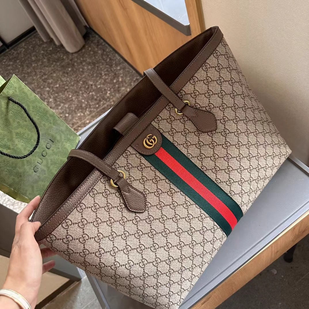 GUCCI OPHIDIA LARGE TOTE BAG BEIGE AND DARK BROWN GG SUPREME 38CM 631685 96IWB 8745 - Image 2