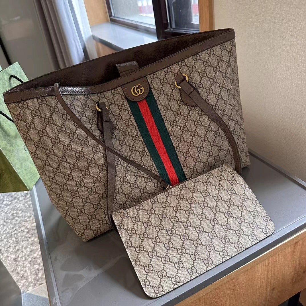 GUCCI OPHIDIA LARGE TOTE BAG BEIGE AND DARK BROWN GG SUPREME 38CM 631685 96IWB 8745 - Image 3