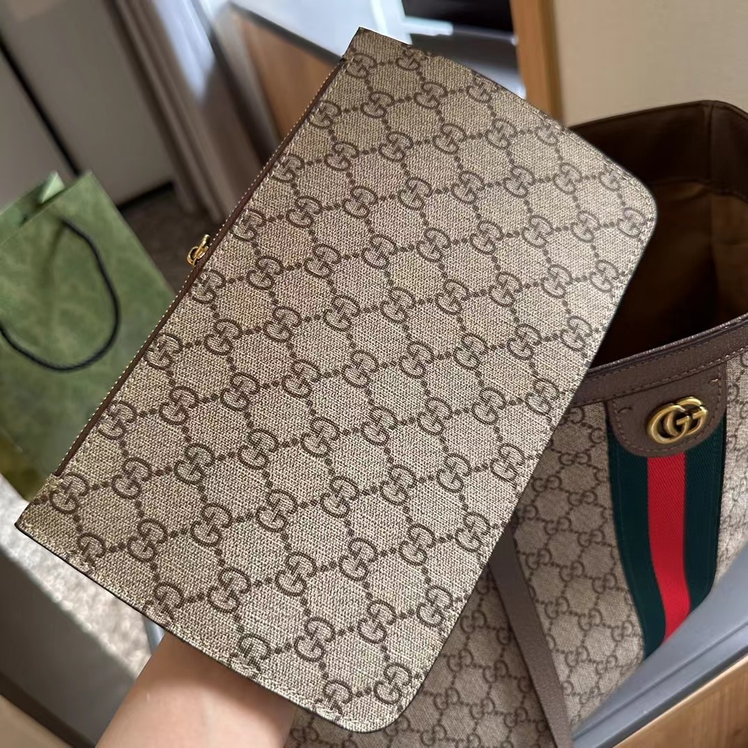 GUCCI OPHIDIA LARGE TOTE BAG BEIGE AND DARK BROWN GG SUPREME 38CM 631685 96IWB 8745 - Image 4