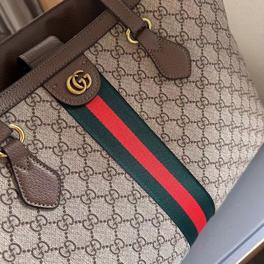GUCCI OPHIDIA LARGE TOTE BAG BEIGE AND DARK BROWN GG SUPREME 38CM 631685 96IWB 8745 - Image 5