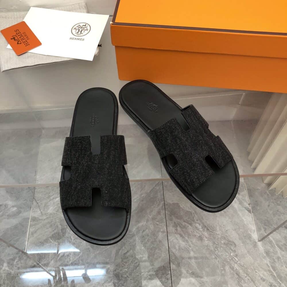 HERMES IZMIR SANDAL NOIR DENIM - Image 3