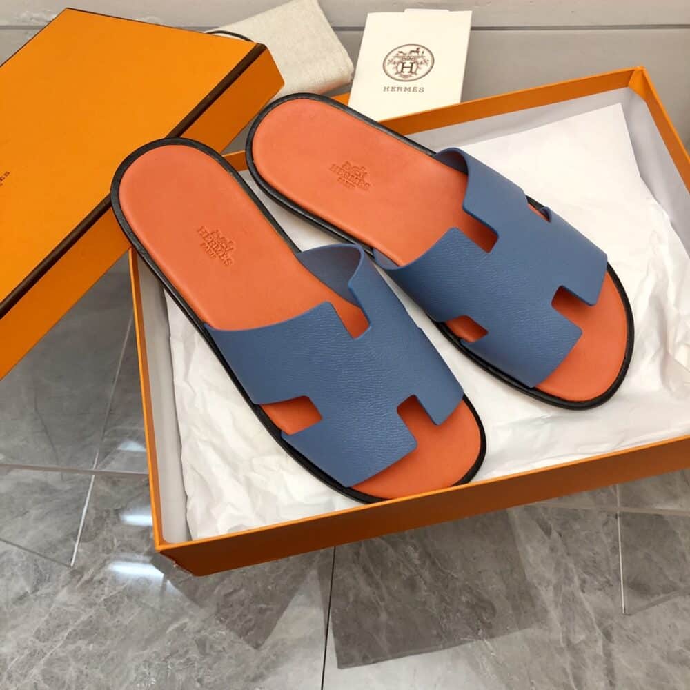 HERMES IZMIR SANDAL BLEU BLEUET ORANGE H221824Z - Image 3