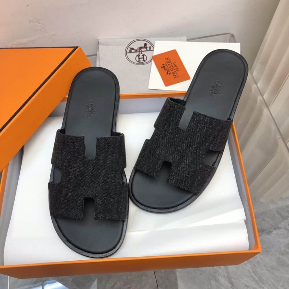 HERMES IZMIR SANDAL NOIR DENIM - Image 4