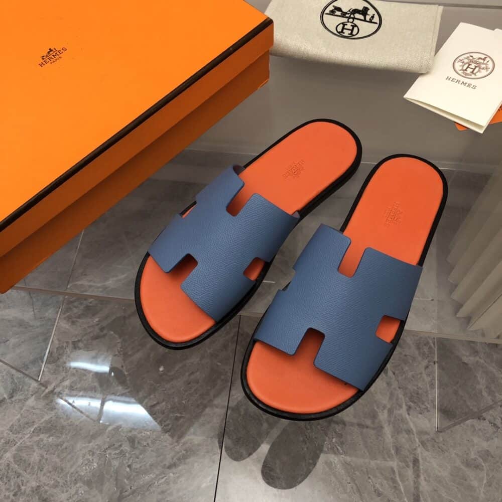 HERMES IZMIR SANDAL BLEU BLEUET ORANGE H221824Z - Image 4