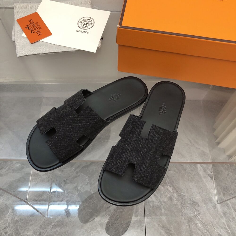HERMES IZMIR SANDAL NOIR DENIM - Image 5