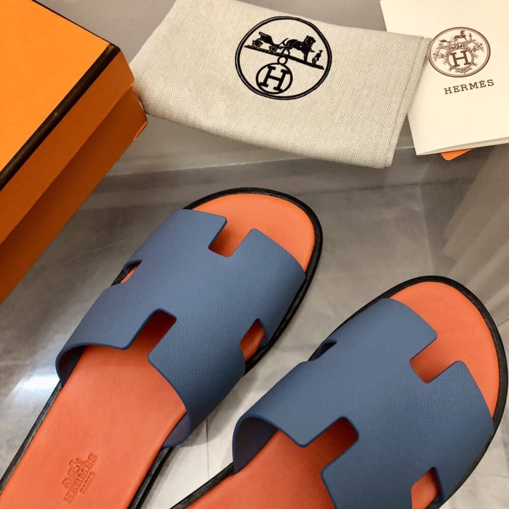 HERMES IZMIR SANDAL BLEU BLEUET ORANGE H221824Z - Image 5