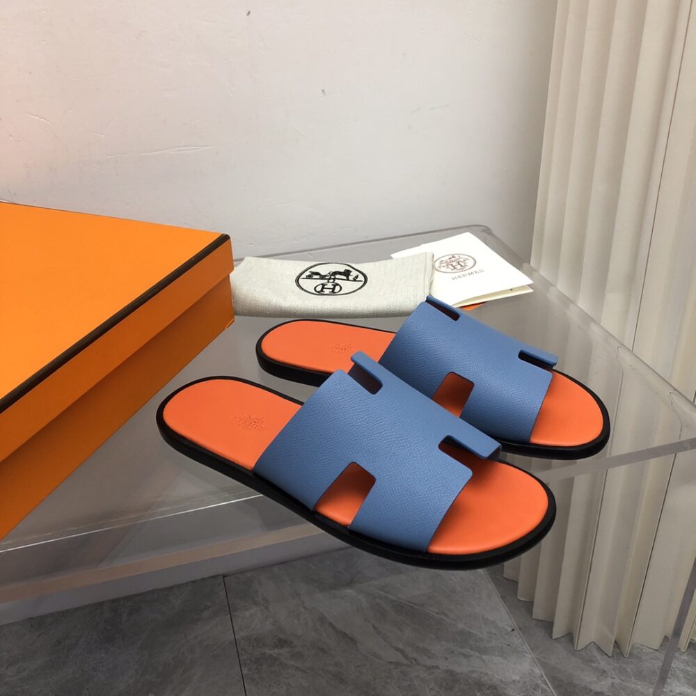 HERMES IZMIR SANDAL BLEU BLEUET ORANGE H221824Z - Image 6