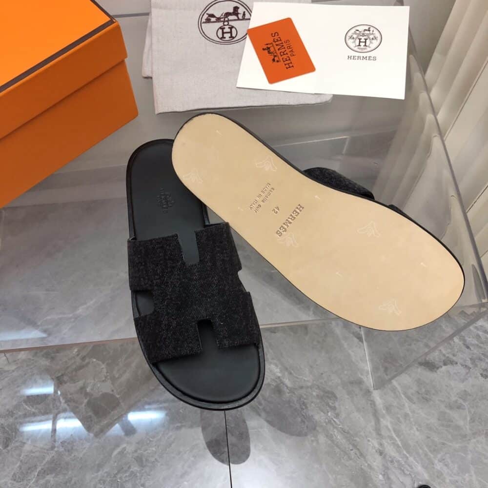 HERMES IZMIR SANDAL NOIR DENIM - Image 7