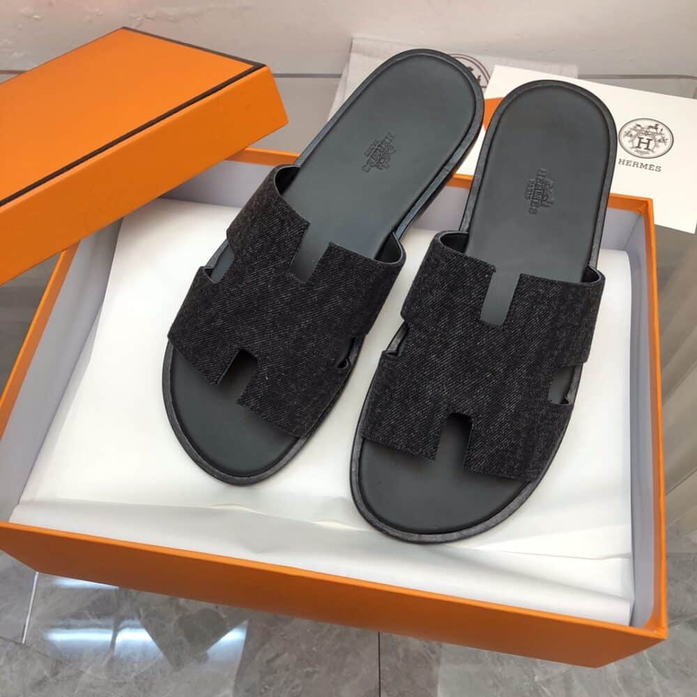 HERMES IZMIR SANDAL NOIR DENIM - Image 8
