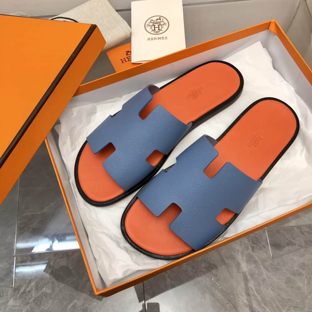 HERMES IZMIR SANDAL BLEU BLEUET ORANGE H221824Z - Image 8